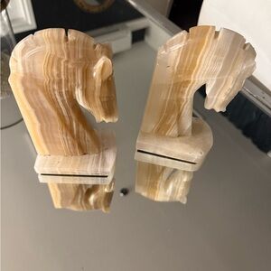 Vintage Onyx Horse Head Bookends